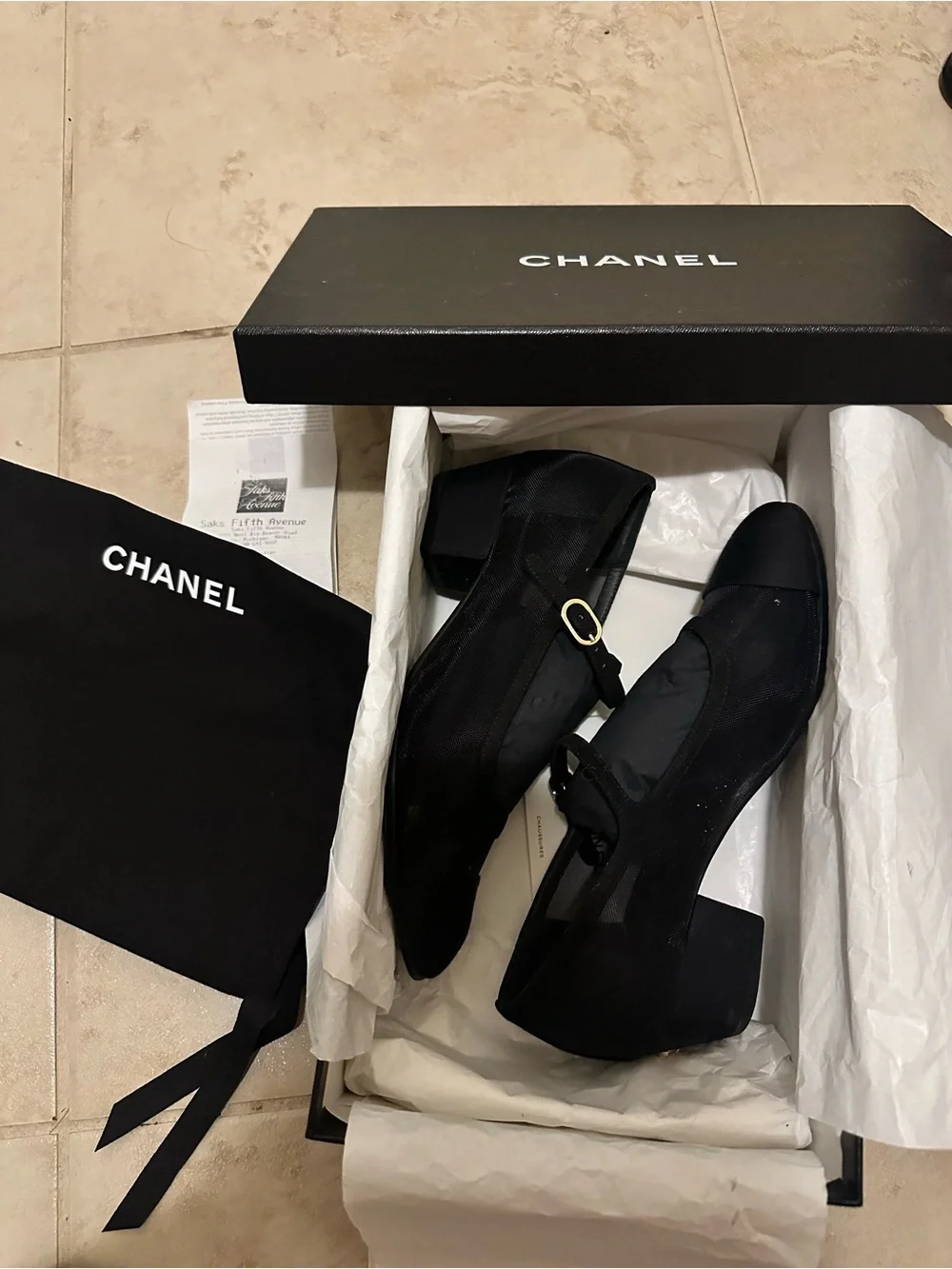 CHANEL Black Suede Mary Jane Heels with Ankle Strap